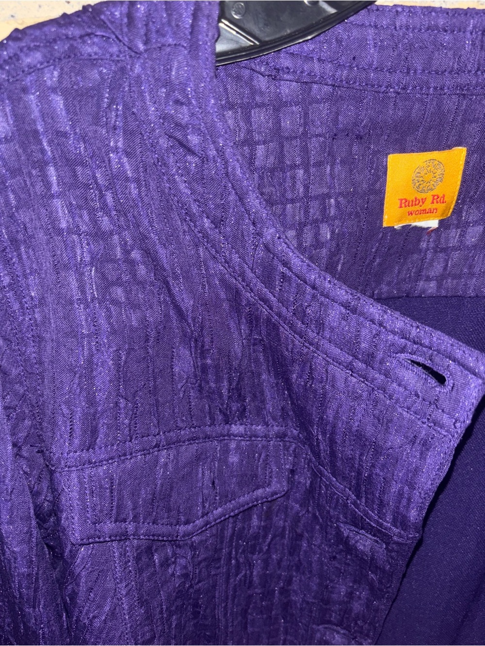 Ruby Rd. Deep Purple Textured Button Jacket - Picture 3 of 4